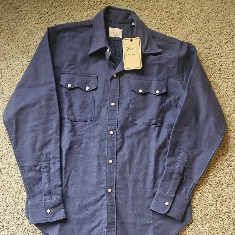Wythe Men's Moleskin Snap Navy Blue Shirt